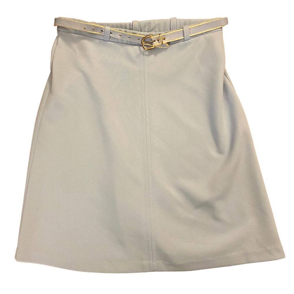 Alfred Dunner Preppy Belted Skirt Eggshell Blue Size 12